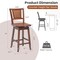 24.5 Inch Counter Height Bar Stool with Rattan Back and 360° Swivel Seat